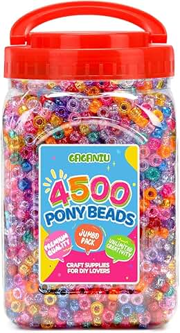 2.5 lb Glitter Pony Beads in Handle Bucket