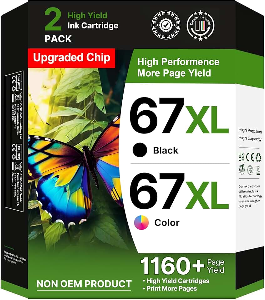 Black and color ink cartridges for compatible printers