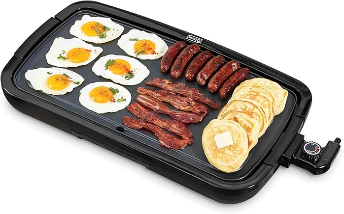 Electric griddle with removable nonstick plate and drip tray