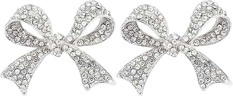 Set of two elegant bow brooches for women