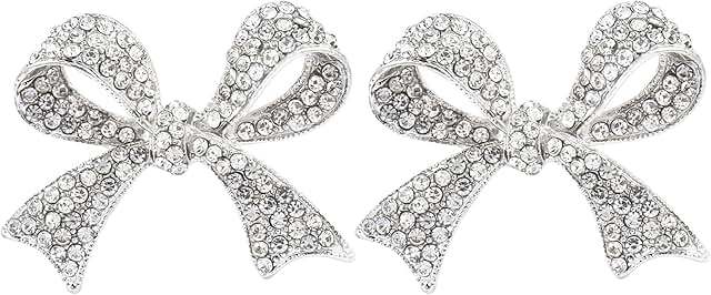 Set of two elegant bow brooches for women
