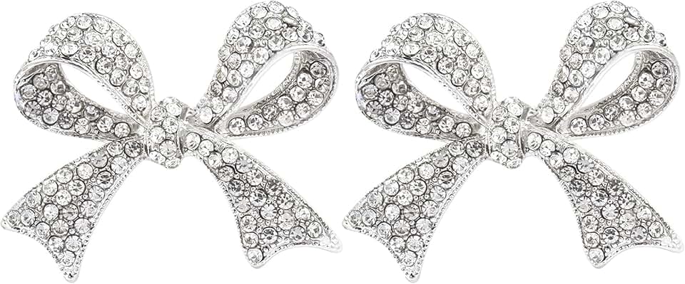 Set of two elegant bow brooches for women
