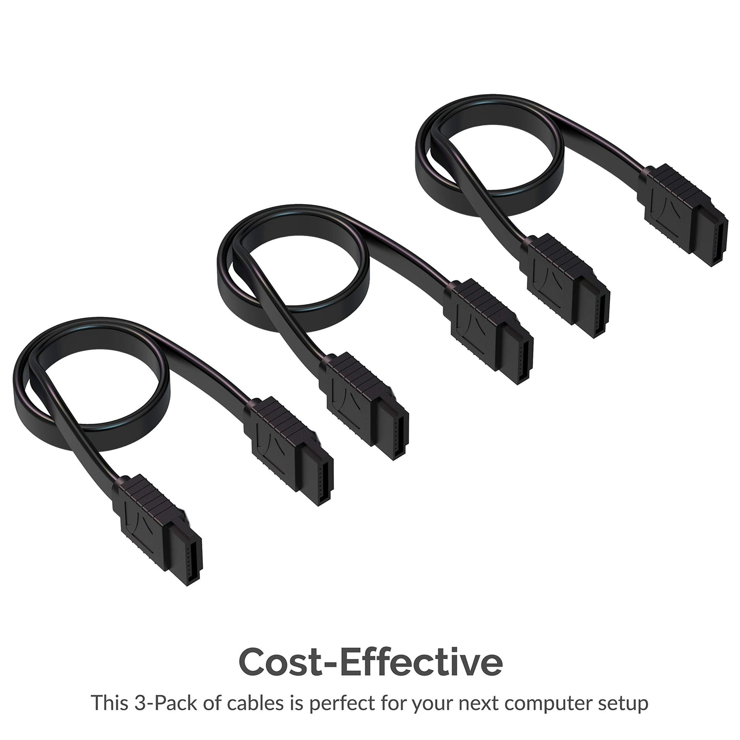 SATA III (6 Gbit/s) Straight Data Cable with Locking Latch for HDD/SSD/CD and DVD Drives (3 Pack - 20-Inch) in Black (CB-SFK3)