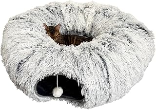 Soft Plush Tunnel Bed with Toys and Hideout for Pets