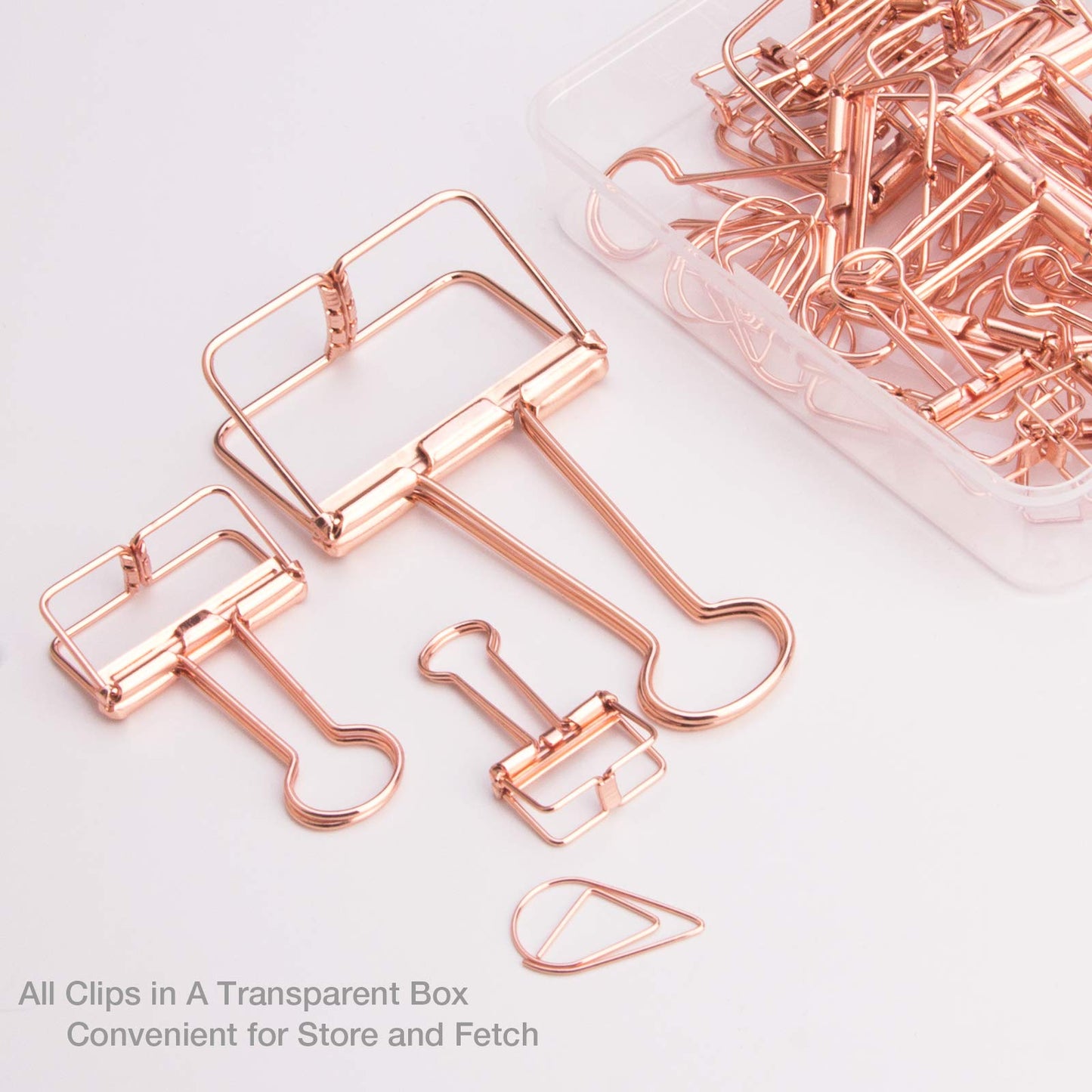 Set of Rose Gold Wire and Paper Clips in Assorted Sizes