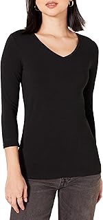 Women's 3/4 Sleeve V-Neck T-Shirt in Plus Sizes