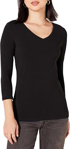 Women's 3/4 Sleeve V-Neck T-Shirt in Plus Sizes