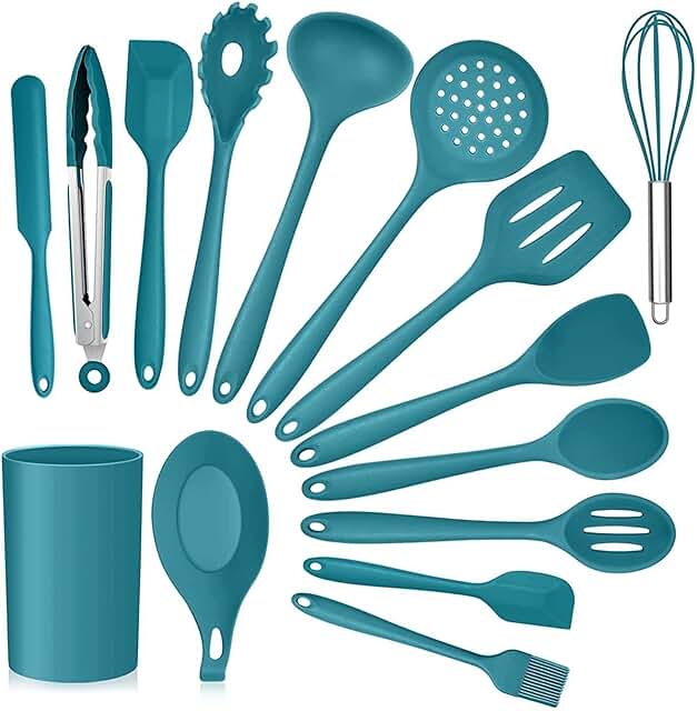 15-Piece Silicone Kitchen Utensil Set with Holder