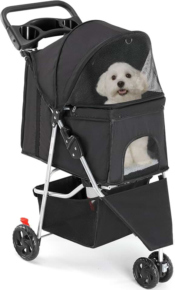 Lightweight Foldable Pet Stroller for Small to Medium Pets