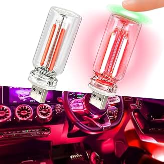 Two USB Car Night Lights, Touch Dimmable Ambient Lamps