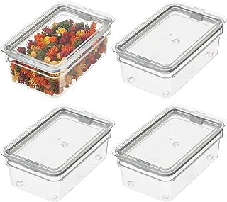 Set of 4 Medium Clear Food Storage Bins with Airtight Lids