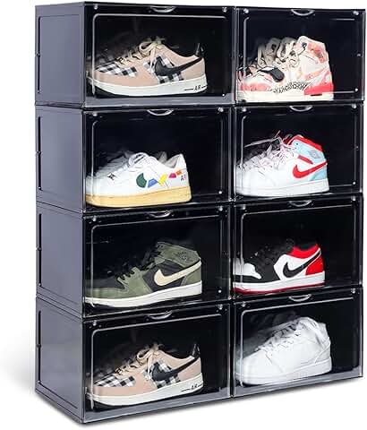 Stackable Clear Shoe Storage Boxes, 8 Pack