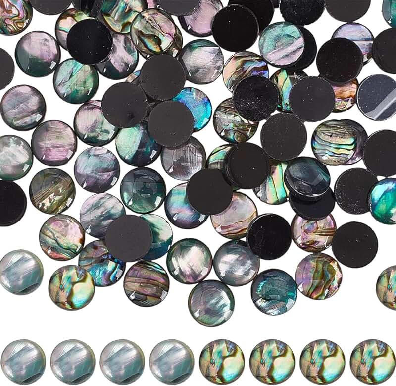 100 colorful flat back abalone shell cabochons for jewelry making