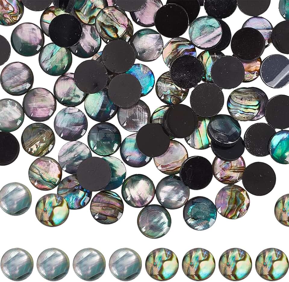 100 colorful flat back abalone shell cabochons for jewelry making