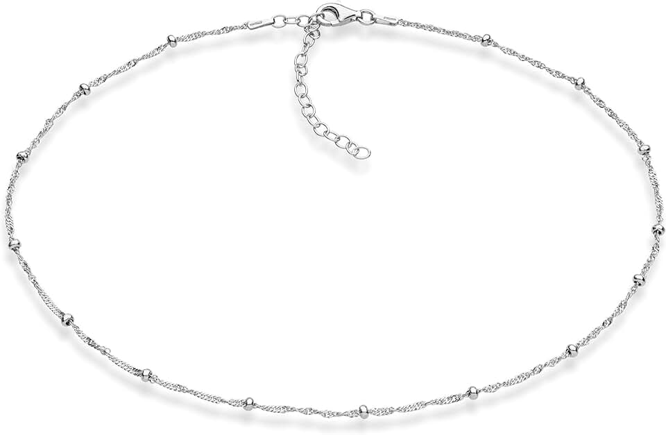 Sterling Silver and Gold Plated Beaded Cuban Chain Necklace