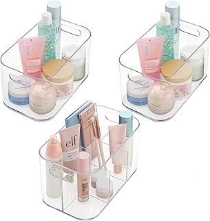 10-inch clear plastic storage bins, 3-piece set