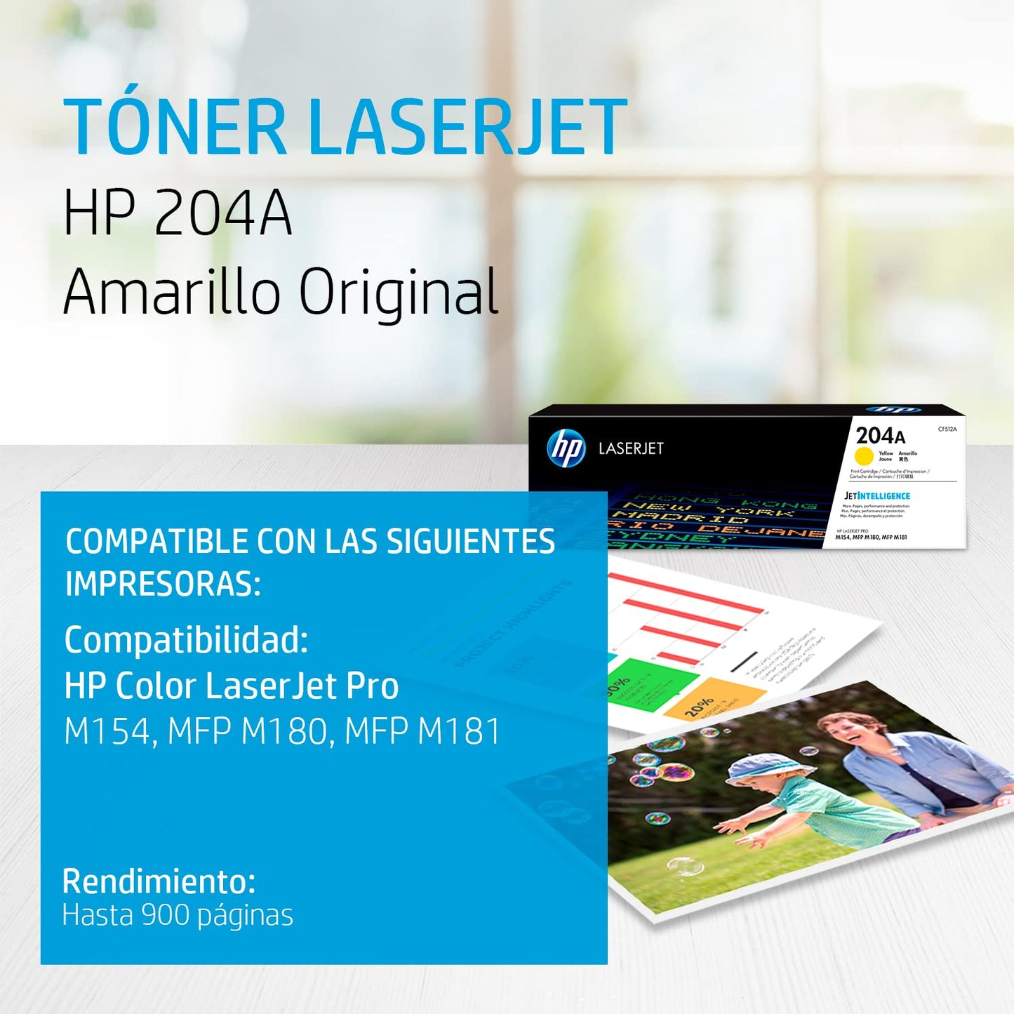 Original 204A Yellow Toner Cartridge | Works with Color LaserJet Pro M154 Series, Color LaserJet Pro MFP M180, M181 Series | CF512A