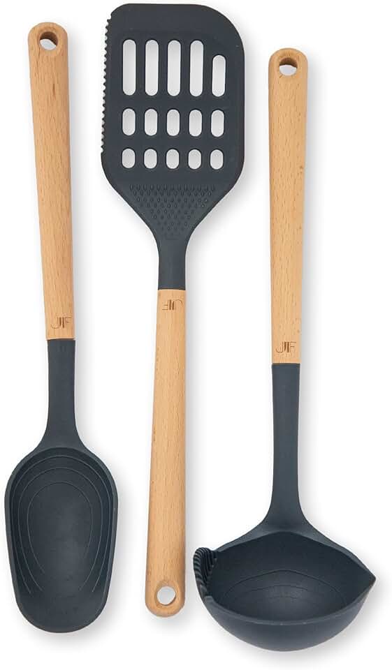 Silicone Kitchen Utensils Set with Beechwood Handles