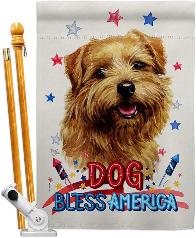 Patriotic Norfolk Terrier House Flag Set for Garden