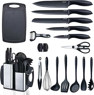 18-Piece Kitchen Utensils Set with Knives and Cutting Board