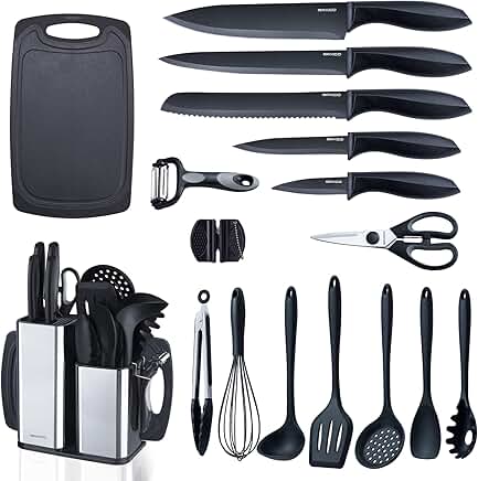 18-Piece Kitchen Utensils Set with Knives and Cutting Board
