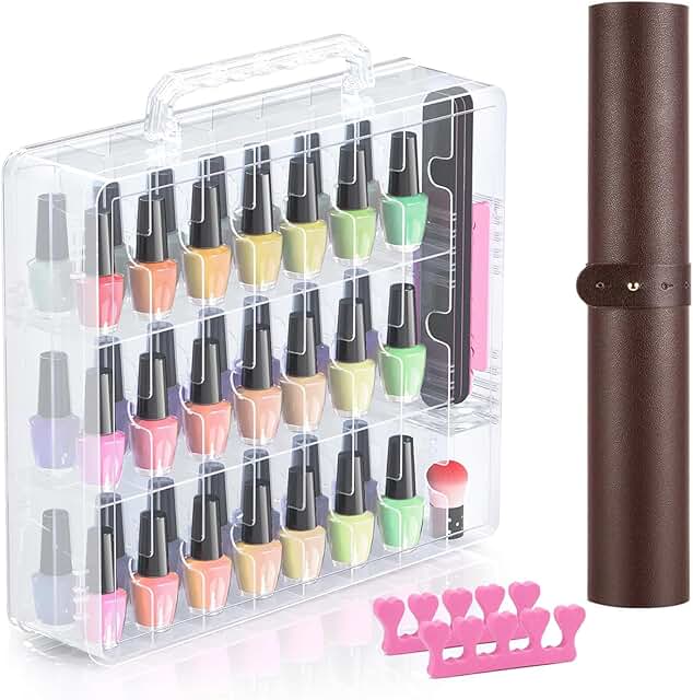 Nail Polish Organizer with 48 Bottles and Desk Mat