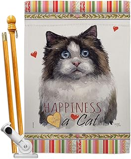 Cat and Kitten Garden Flag Set with Paw Prints