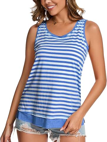 Women's Loose-Fit Striped Sleeveless Tank Top