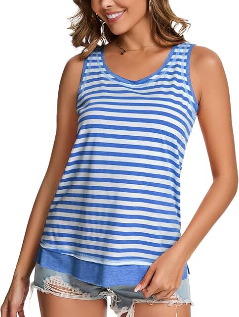 Women's Loose-Fit Striped Sleeveless Tank Top