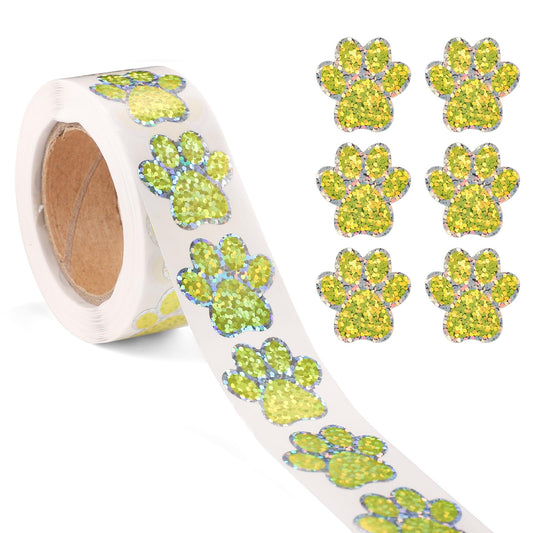 500 Glittery Puppy Paw Stickers for Crafts and Decor