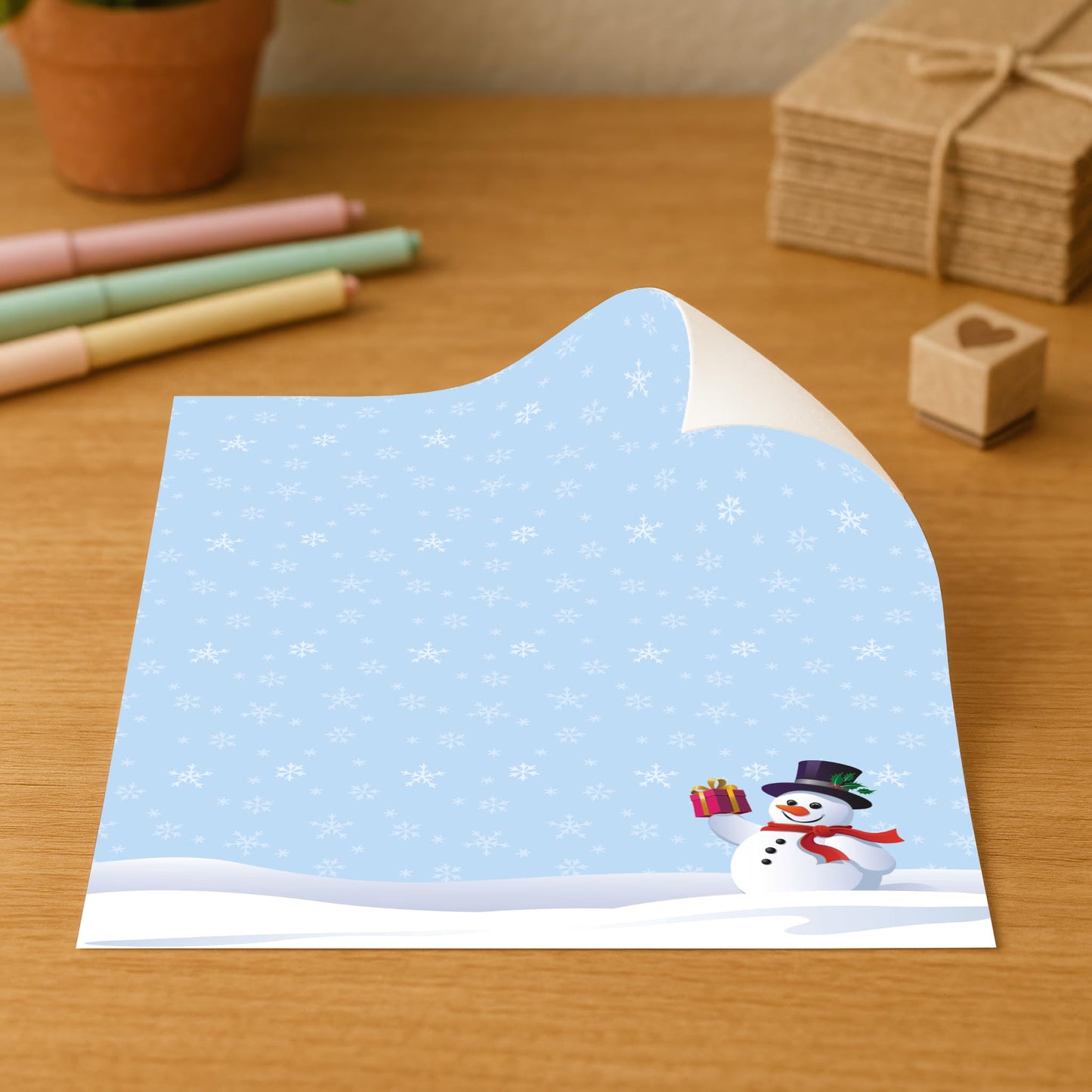 Holiday Snowman Gift Wrap and Envelopes Set