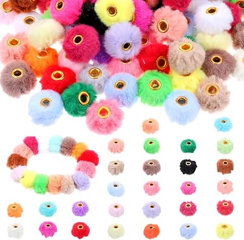 200 Fluffy Pom Pom Beads for DIY Crafts and Accessories
