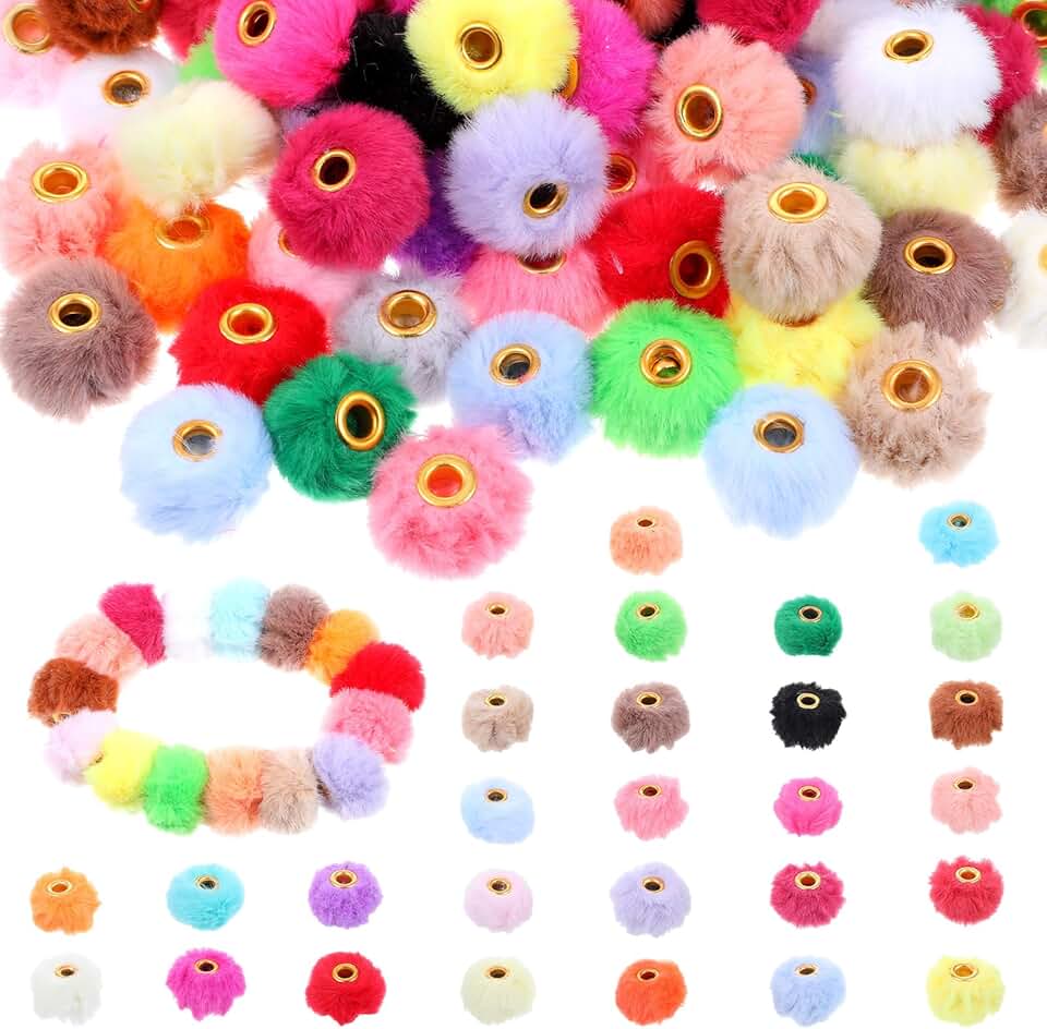 200 Fluffy Pom Pom Beads for DIY Crafts and Accessories