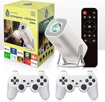 Mini 1080P 4K Game Projector with Wireless Controllers