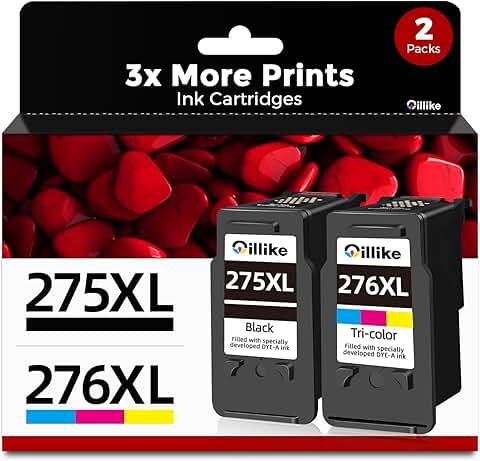 Black and color ink cartridges for compatible printers, 2-pack