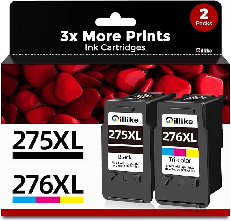Black and color ink cartridges for compatible printers, 2-pack