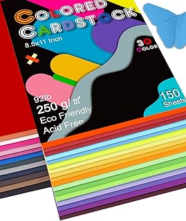 150 Sheets of 8.5x11 Colored Cardstock in 30 Assorted Colors