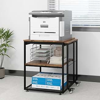 Large 24x20x29 Inch Printer Stand with Storage Shelves