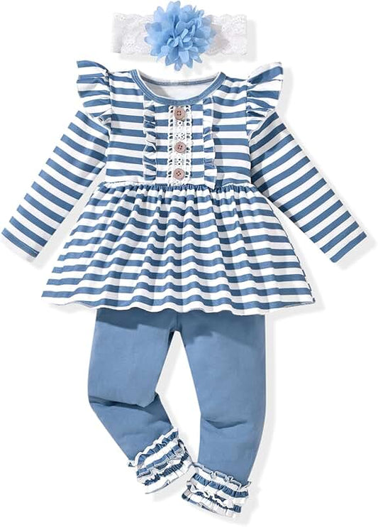 Toddler Girl Ruffle Long Sleeve Top and Pants Set