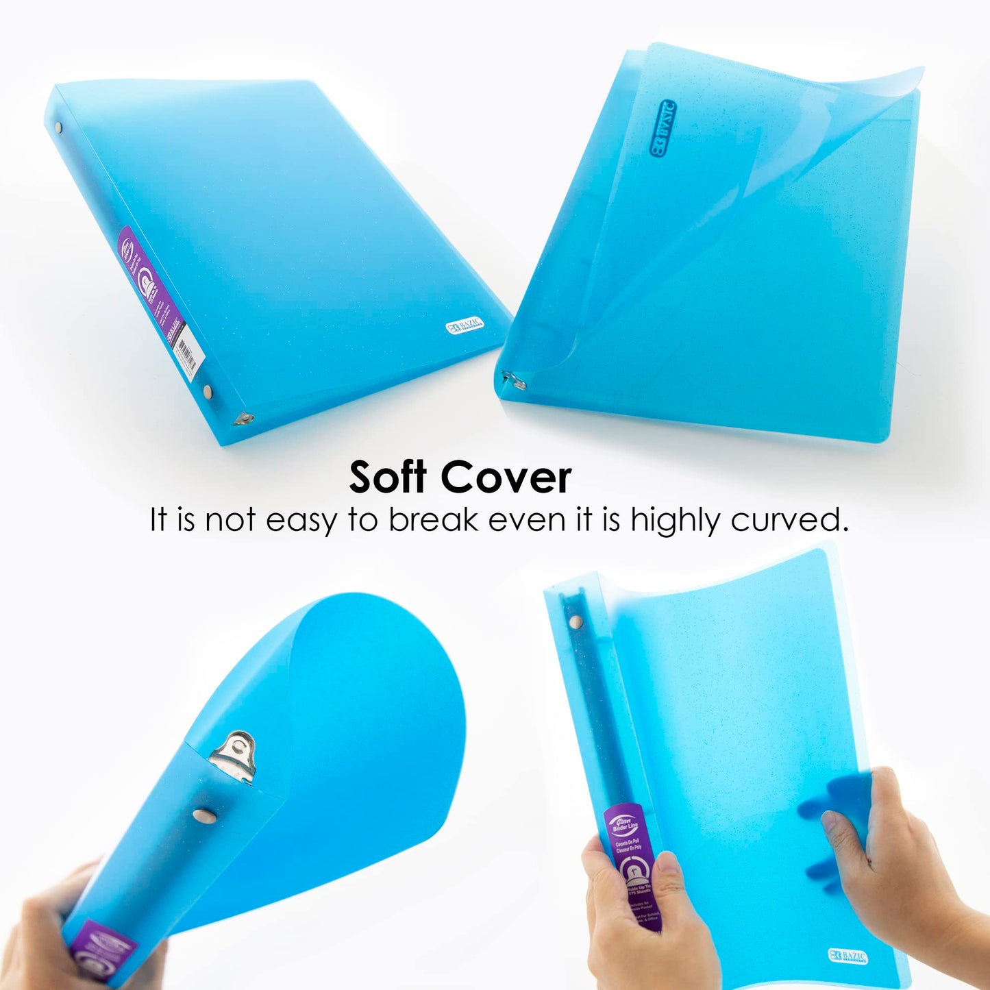 3-Ring 1-Inch Glitter Binder for 175 Sheets