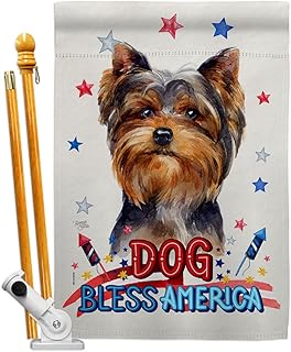 Patriotic Yorkshire Terrier Dog House Flag Set