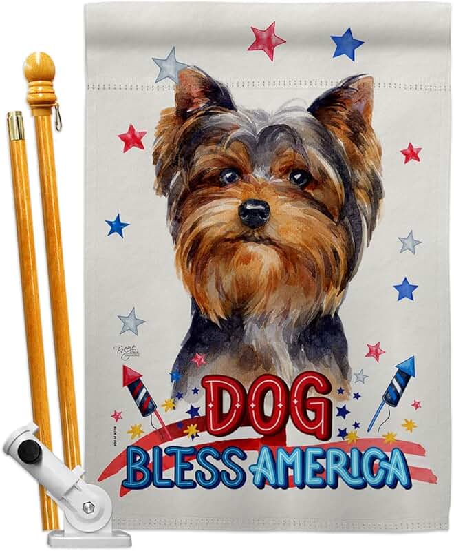 Patriotic Yorkshire Terrier Dog House Flag Set