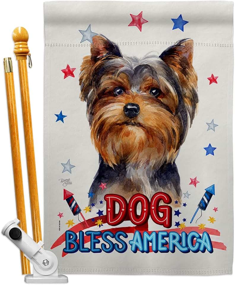 Patriotic Yorkshire Terrier Dog House Flag Set