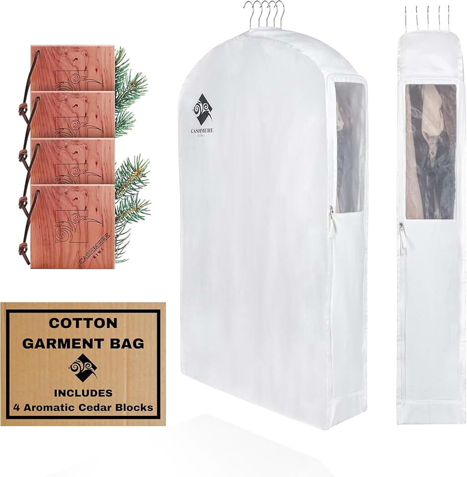 Short Cotton Garment Bag for Hanging Clothes and Storage