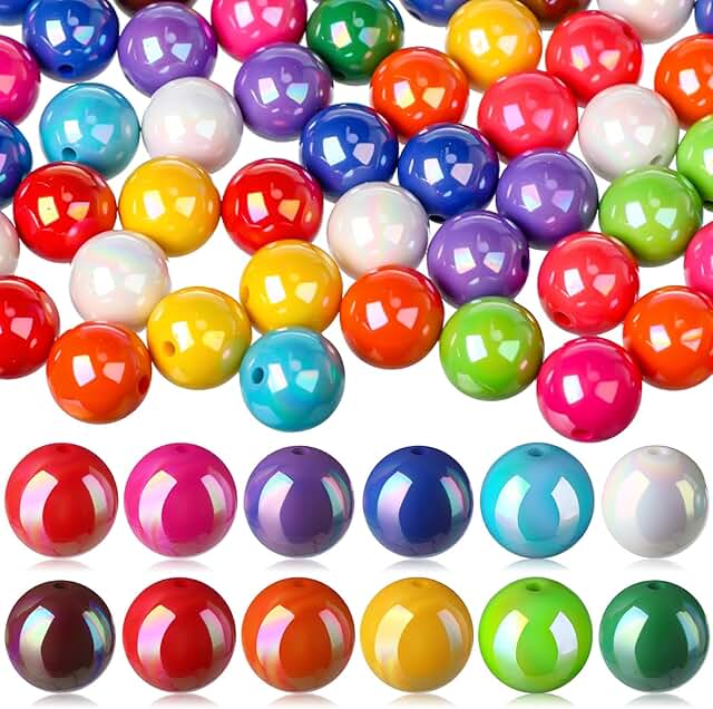 170 Pcs Multicolor Round Bubblegum Beads for Crafts