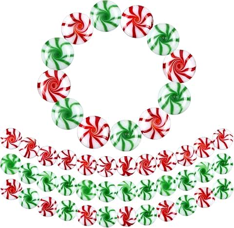 36 Red and Green Candy Cane Ornaments for Christmas Decorations