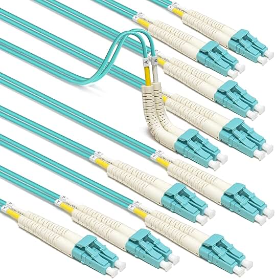 10-Pack OM3 Duplex Fiber Patch Cables, 7 Inch