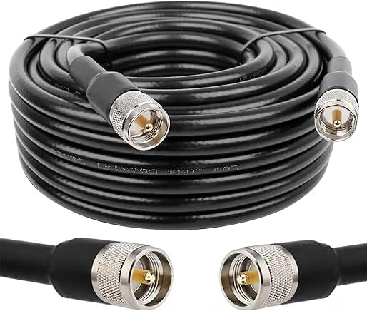 75FT RG8 Coaxial Cable, Male to Male, Low Loss UHF