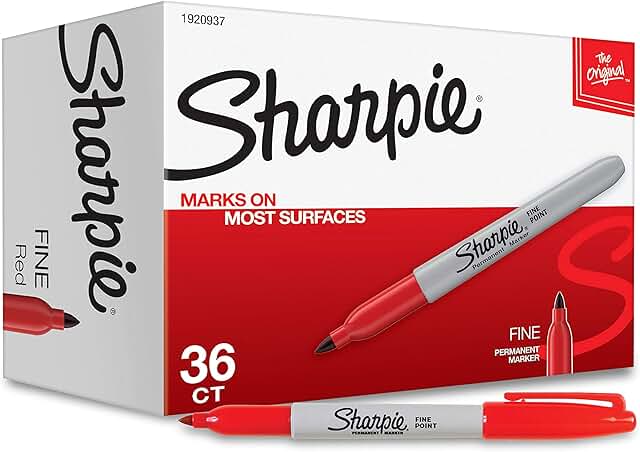 Red Fine Tip Permanent Markers, 36 Pack