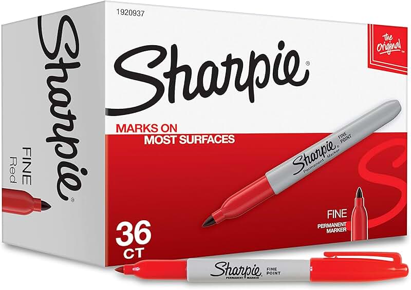 Red Fine Tip Permanent Markers, 36 Pack